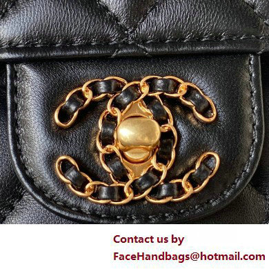 Chanel Lambskin, Strass  &  Gold-Tone Metal Small Flap Bag with Top Handle AS4362 Black 2025